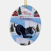 パーソナライズで黒い実験室の子犬のクリスマスツリー セラミックオーナメント (右)