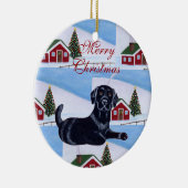 パーソナライズで黒い実験室の子犬のクリスマス セラミックオーナメント (右)