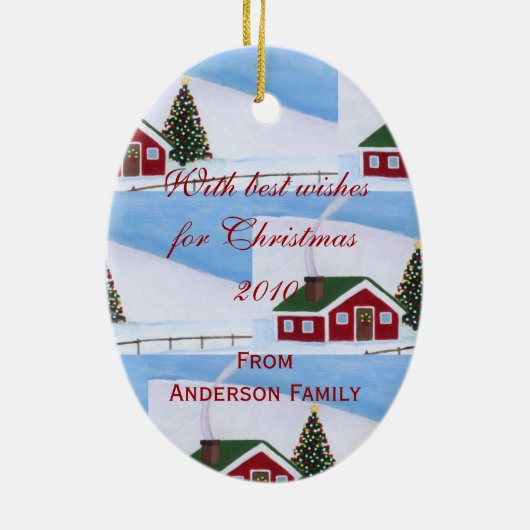 パーソナライズで黒い実験室の子犬のクリスマス セラミックオーナメント (裏面)