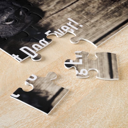 パーソナライズで黒い実験室犬の写真および犬の名前 ジグソーパズル (側面)