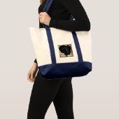 パーソナライズで黒い実験室犬の写真および犬の名前 トートバッグ (正面(商品))