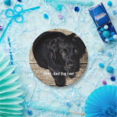 パーソナライズで黒い実験室犬の写真および犬の名前 ペーパープレート (パーティー)