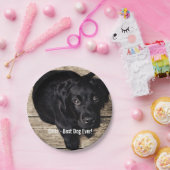 パーソナライズで黒い実験室犬の写真および犬の名前 ペーパープレート (パーティー)