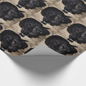 パーソナライズで黒い実験室犬の写真および犬の名前 ラッピングペーパー (角)