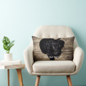 パーソナライズで黒い実験室犬の写真および犬の名前 ランバークッション (椅子)