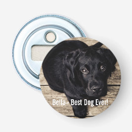 パーソナライズで黒い実験室犬の写真および犬の名前 栓抜き