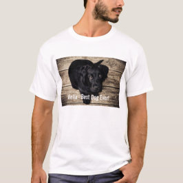 パーソナライズで黒い実験室犬の写真および犬の名前 Tシャツ