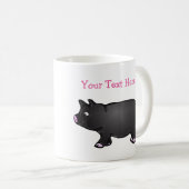パーソナライズで黒い小型ブタ11のozの白のマグ コーヒーマグカップ (正面右)