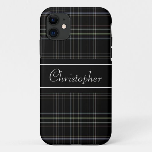 パーソナライズで黒い格子縞 Case-Mate iPhoneケース (裏面)