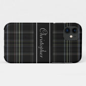 パーソナライズで黒い格子縞 Case-Mate iPhoneケース (裏面(横))