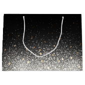 パーソナライズで黒い輝きの大きいギフトバッグ ラージペーパーバッグ (正面)