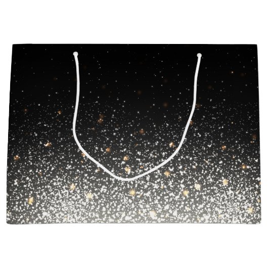 パーソナライズで黒い輝きの大きいギフトバッグ ラージペーパーバッグ (正面)