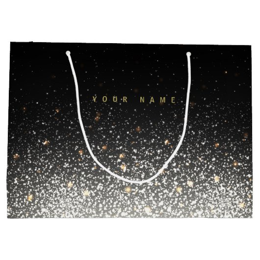 パーソナライズで黒い輝きの大きいギフトバッグ ラージペーパーバッグ (裏面)