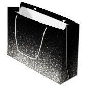 パーソナライズで黒い輝きの大きいギフトバッグ ラージペーパーバッグ (正面アングル)