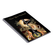 パーソナライズで黒い金ゴールドのギター音楽ノート ノートブック (右側)