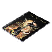 パーソナライズで黒い金ゴールドのギター音楽ノート ノートブック (左側)