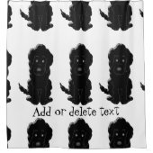 パーソナライズで黒い金落書き犬のデザイン シャワーカーテン (正面)