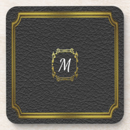パーソナライズで黒くフェイクな革 コースター