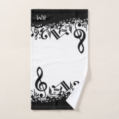 パーソナライズで黒く乱雑な音楽ノート バスタオルセット (ハンドタオル)