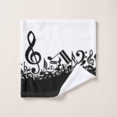 パーソナライズで黒く乱雑な音楽ノート バスタオルセット (ウォッシュタオル)