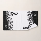 パーソナライズで黒く乱雑な音楽ノート バスタオルセット (ハンドタオル)