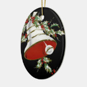 パーソナライズで黒く、白い鐘のクリスマスのオーナメント セラミックオーナメント (左)