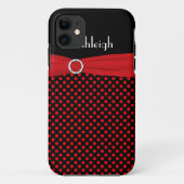 パーソナライズで黒く、赤い水玉模様のiPhone 5の箱 Case-Mate iPhoneケース (裏面)