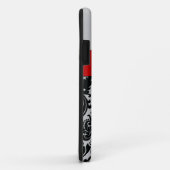 パーソナライズで黒く、赤い、銀製のダマスク織のiPhone 5 Case-Mate iPhoneケース (裏面/右)