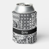 パーソナライズで、熱狂するで黒く及び白いパターン7 缶クーラー (缶裏面)