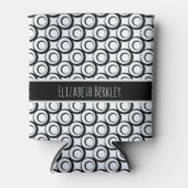 パーソナライズで、黒く及び白いレトロはパターンを一周します 缶クーラー (正面)