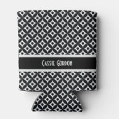 パーソナライズで、黒く及び白いレトロパターン 缶クーラー (裏面)