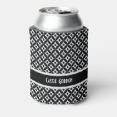 パーソナライズで、黒く及び白いレトロパターン 缶クーラー (缶裏面)
