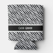 パーソナライズで、黒く及び白い斜めの波パターン 缶クーラー (裏面)