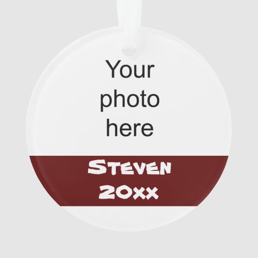 パーソナライズなあずき色および黒いフットボールのオーナメント オーナメント (裏面)