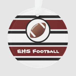 パーソナライズなあずき色および黒いフットボールのオーナメント オーナメント