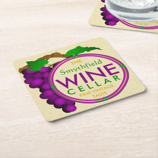 パーソナライズなあなた自身のワイン貯蔵室のブドウを作成して下さい スクエアペーパーコースター (アングル)