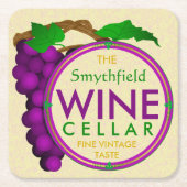 パーソナライズなあなた自身のワイン貯蔵室のブドウを作成して下さい スクエアペーパーコースター (正面)