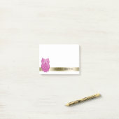 パーソナライズなあなた自身の一流の|かわいいピンクのフクロウを作成して下さい ポストイット (デスク上)