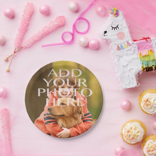 パーソナライズなあなた自身の写真のカスタムを加えて下さい ペーパープレート (パーティー)