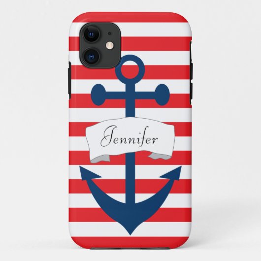パーソナライズないかりの赤のストライプのiPhone 5/5Sの場合 Case-Mate iPhoneケース (裏面)