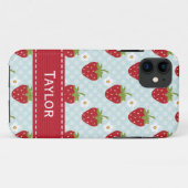 パーソナライズないちごのiPhone 5の場合の青 Case-Mate iPhoneケース (裏面(横))