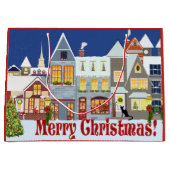 パーソナライズないなか町の通り場面クリスマス ラージペーパーバッグ (正面)