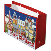 パーソナライズないなか町の通り場面クリスマス ラージペーパーバッグ (正面アングル)