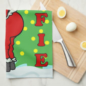 パーソナライズなおもしろいなクリスマスサンタElfie キッチンタオル (四つ折り)
