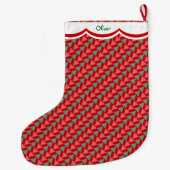 パーソナライズなおもしろいなトナカイパターン ラージクリスマスストッキング (裏面)