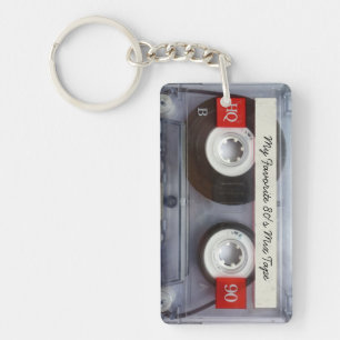 パーソナライズなおもしろいな80年代のカセットテープ キーホルダー