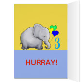 パーソナライズなおもしろいのベビー象の第3誕生日の詩 (内側 (左))