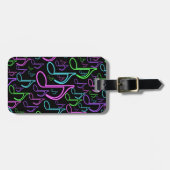 パーソナライズなおもしろいの明るいネオン第8のノートのコラージュ ラゲッジタグ (正面横)