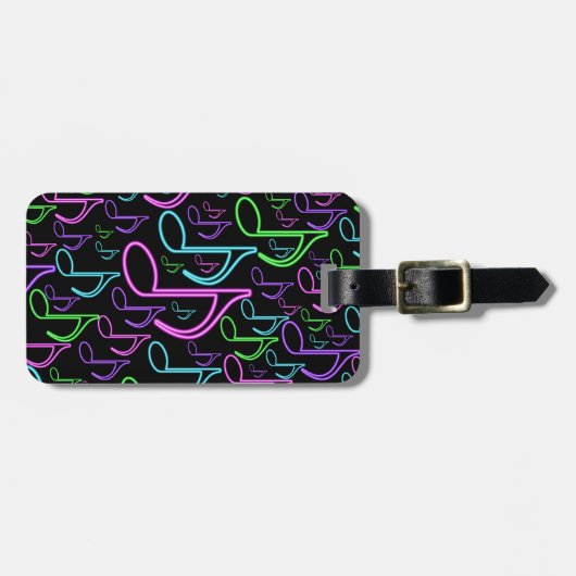 パーソナライズなおもしろいの明るいネオン第8のノートのコラージュ ラゲッジタグ (正面横)