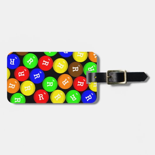 パーソナライズなおもしろいカラフルなキャンデーの上塗を施してあるチョコレート ラゲッジタグ (正面横)